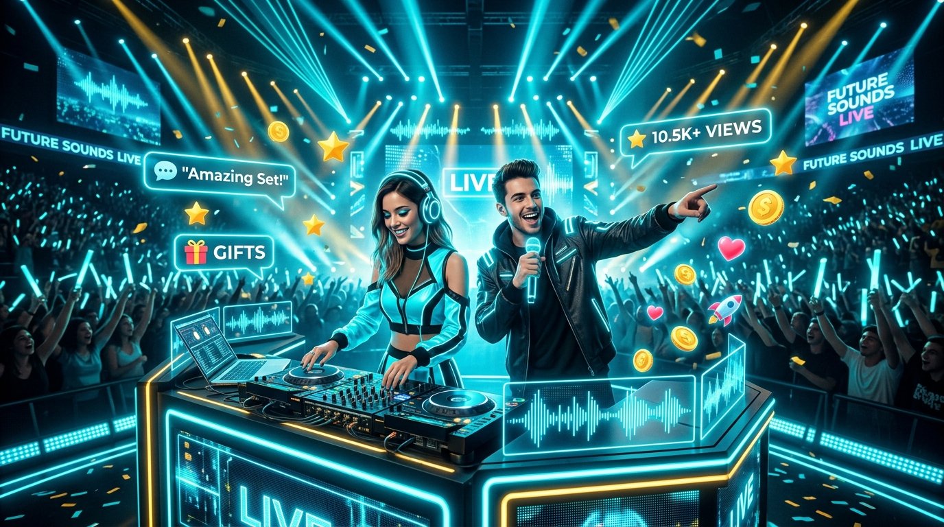 Official Niki Live Streamer Duo Performing Live on Neon Party Stage